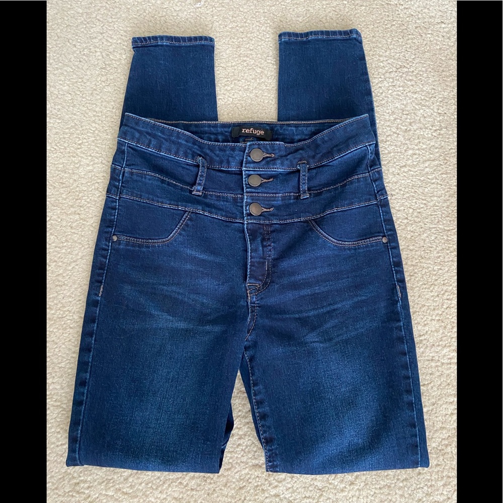 Refuge Dark Blue High Waist Skinny Jeans-Size 2